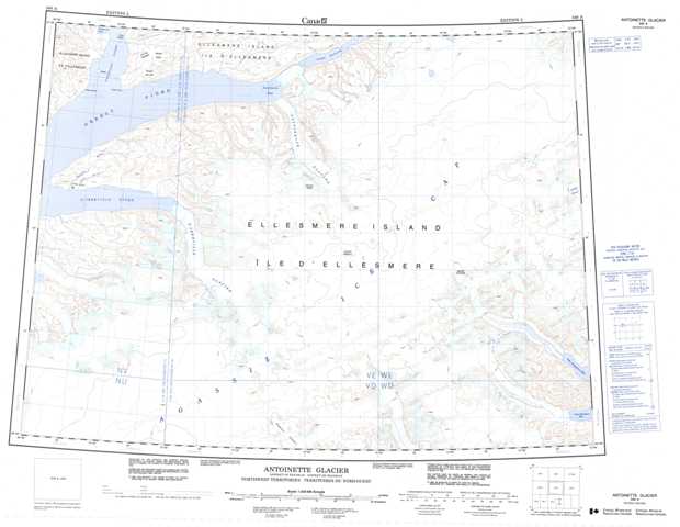 Antoinette Glacier Topographic Map that you can print: NTS 340A at 1:250,000 Scale