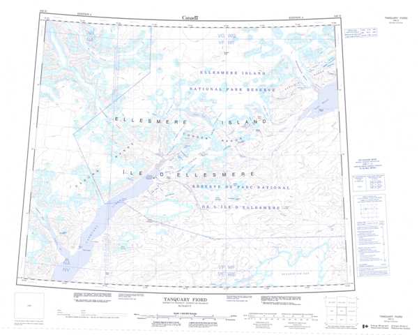Tanquary Fiord Topographic Map that you can print: NTS 340D at 1:250,000 Scale