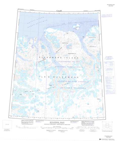 M'Clintock Inlet Topographic Map that you can print: NTS 340E at 1:250,000 Scale