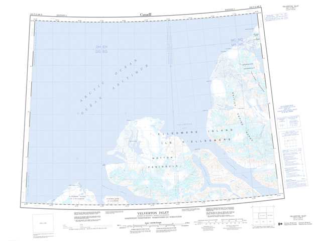 Printable Yelverton Inlet Topographic Map 340F at 1:250,000 scale
