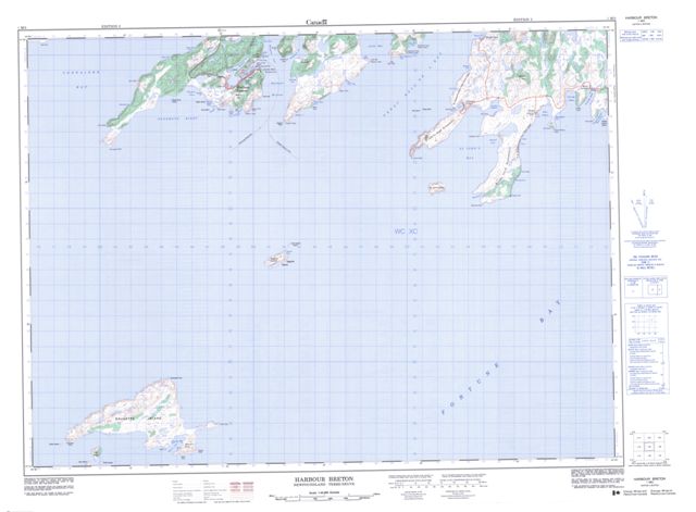 Harbour Breton Topographic Paper Map 001M05 at 1:50,000 scale