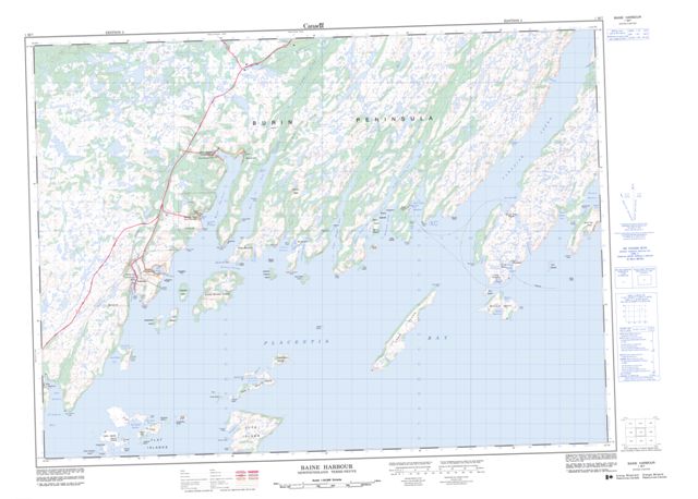Baine Harbour Topographic Paper Map 001M07 at 1:50,000 scale