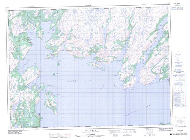 Belleoram Topographic Paper Map 001M11 at 1:50,000 scale