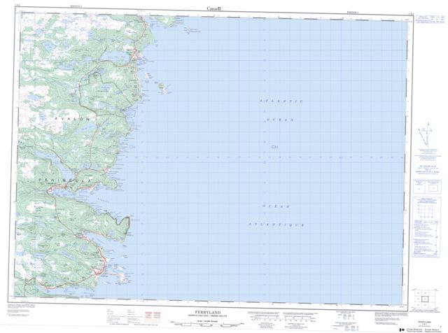 Ferryland Topographic Paper Map 001N02 at 1:50,000 scale