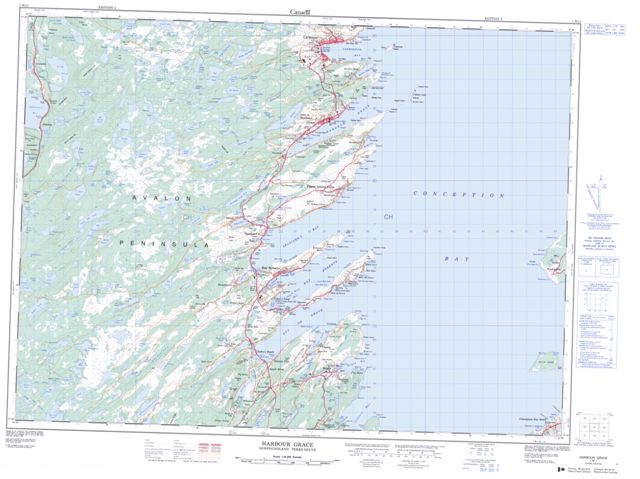 Harbour Grace Topographic Paper Map 001N11 at 1:50,000 scale