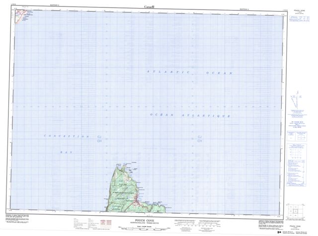 Pouch Cove Topographic Paper Map 001N15 at 1:50,000 scale