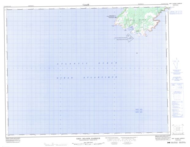 Grey Islands Harbour Topographic Paper Map 002L12 at 1:50,000 scale