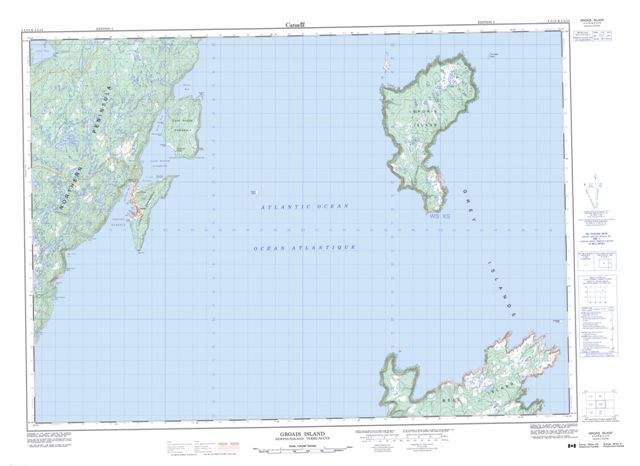 Groais Island Topographic Paper Map 002L13 at 1:50,000 scale