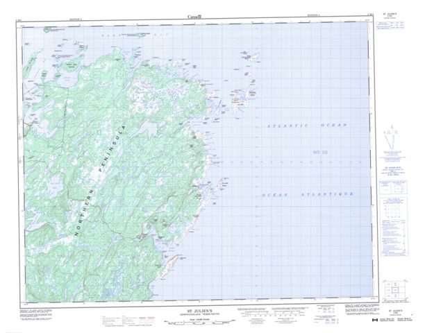 St Julien's Topographic Paper Map 002M04 at 1:50,000 scale