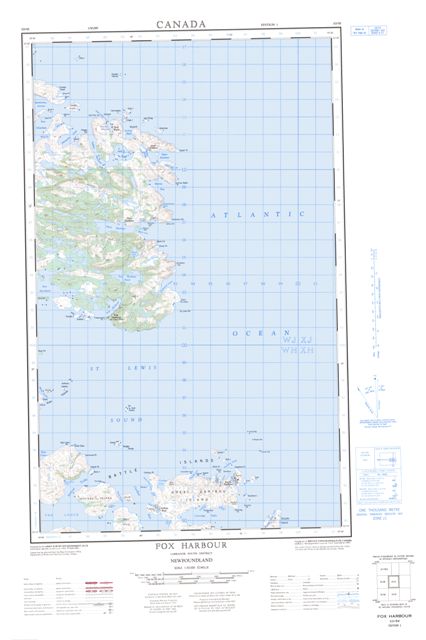 Fox Harbour Topographic Paper Map 003D05E at 1:50,000 scale