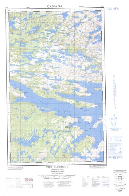 Fox Harbour Topographic Paper Map 003D05W at 1:50,000 scale