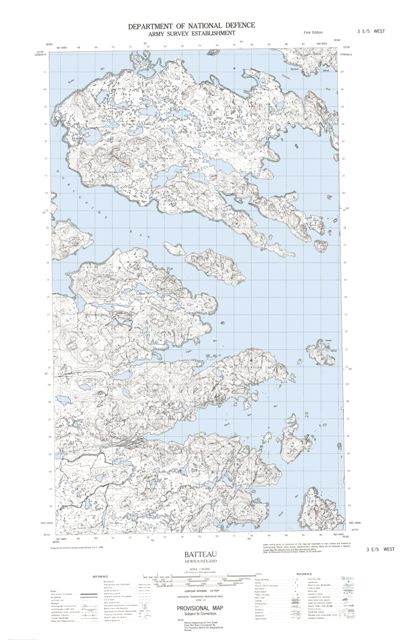 Batteau Topographic Paper Map 003E05W at 1:50,000 scale