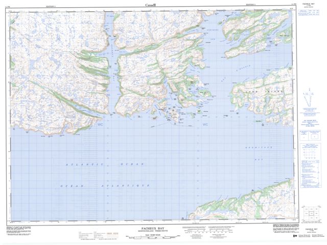 Facheux Bay Topographic Paper Map 011P09 at 1:50,000 scale