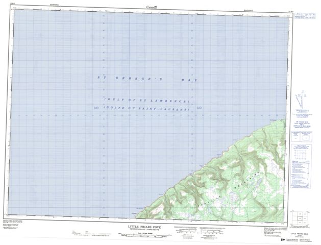 Little Friars Cove Topographic Paper Map 012B03 at 1:50,000 scale