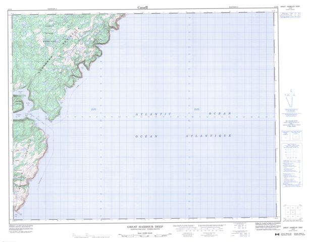Great Harbour Deep Topographic Paper Map 012I08 at 1:50,000 scale