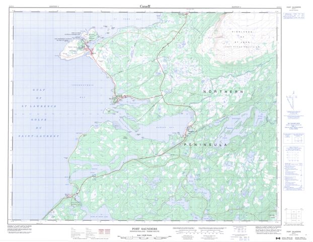Port Saunders Topographic Paper Map 012I11 at 1:50,000 scale