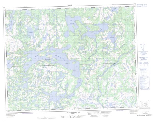 Lac Washicoutai Topographic Paper Map 012K07 at 1:50,000 scale
