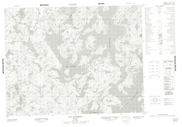Lac D'Auteuil Topographic Paper Map 012K11 at 1:50,000 scale