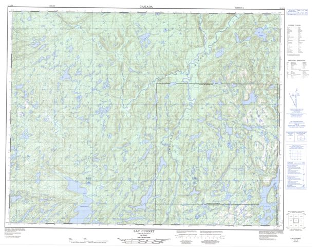Lac Cugnet Topographic Paper Map 012L12 at 1:50,000 scale
