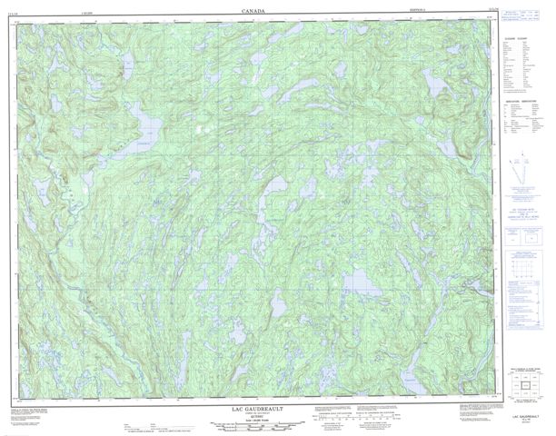 Lac Gaudreault Topographic Paper Map 012L16 at 1:50,000 scale