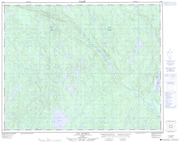 Lac Saumur Topographic Paper Map 012M07 at 1:50,000 scale