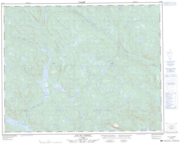 Lac Du Caribou Topographic Paper Map 012M09 at 1:50,000 scale