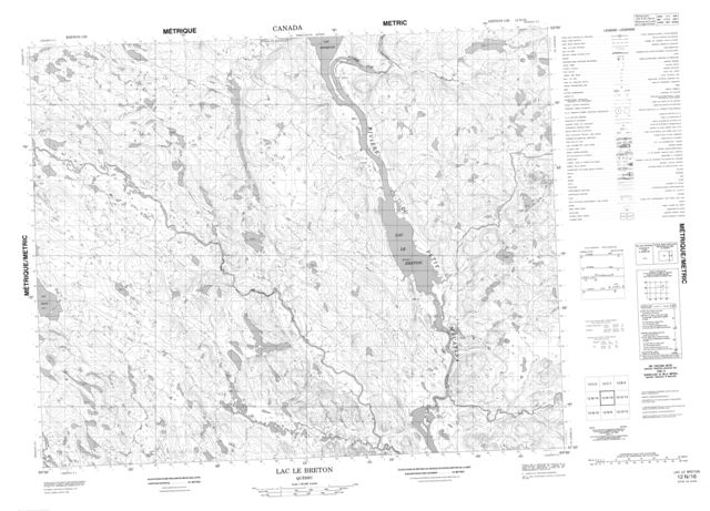 Lac Le Breton Topographic Paper Map 012N16 at 1:50,000 scale