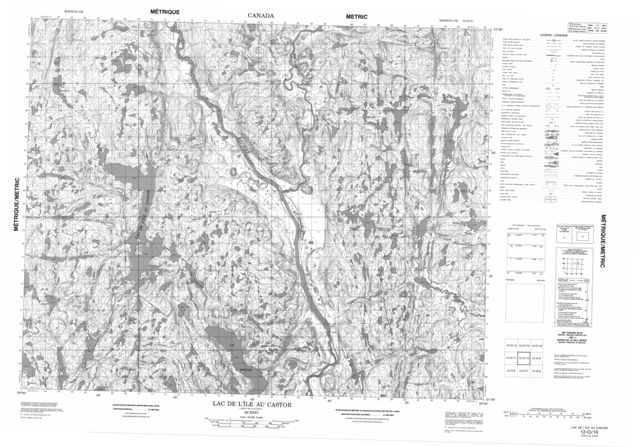 Lac L'Ile Au Castor Topographic Paper Map 012O10 at 1:50,000 scale
