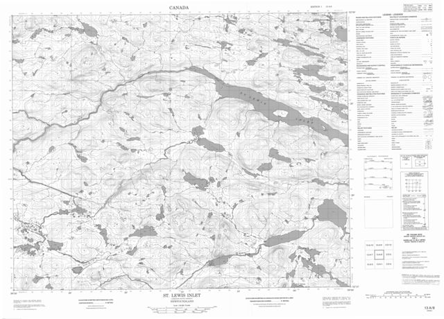St Lewis Inlet Topographic Paper Map 013A08 at 1:50,000 scale