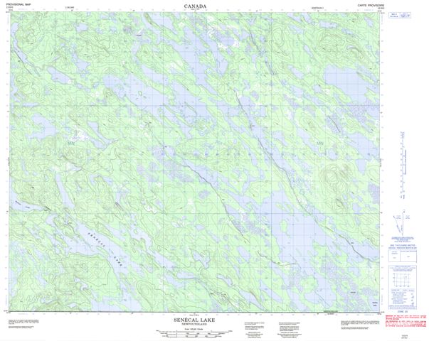 Senecal Lake Topographic Paper Map 013D03 at 1:50,000 scale