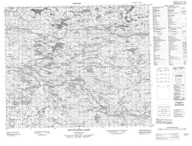 Mountaineer Lakes Topographic Paper Map 013F12 at 1:50,000 scale