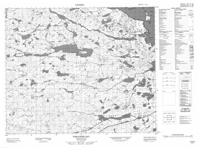 Porcupine Bay Topographic Paper Map 013H08 at 1:50,000 scale