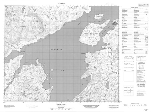 Cartwright Topographic Paper Map 013H11 at 1:50,000 scale