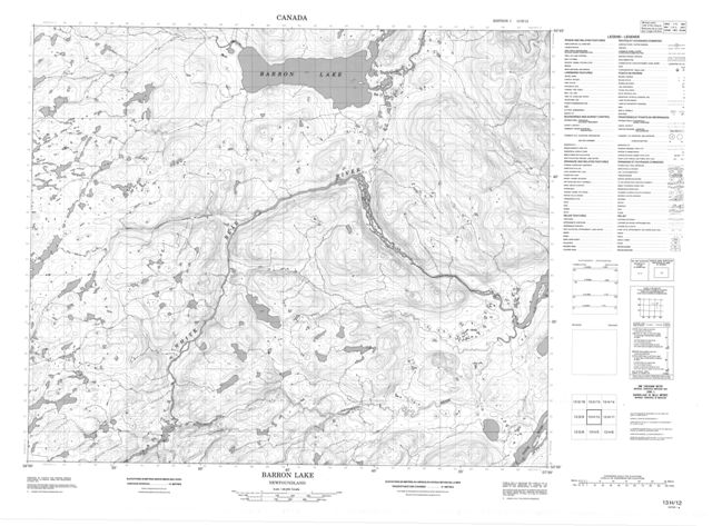 Barron Lake Topographic Paper Map 013H12 at 1:50,000 scale