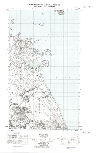 West Bay Topographic Paper Map 013I03W at 1:50,000 scale