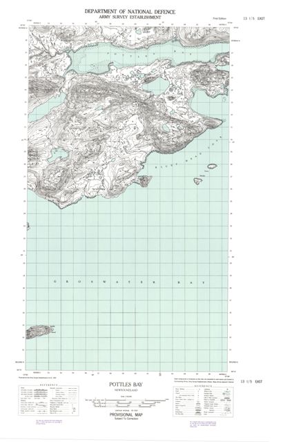 Pottles Bay Topographic Paper Map 013I05E at 1:50,000 scale