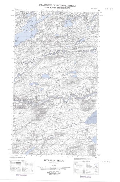 Ticoralak Island Topographic Paper Map 013J08W at 1:50,000 scale