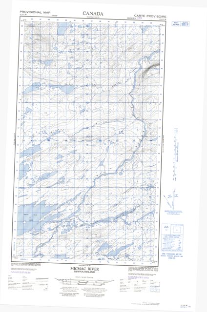 Micmac River Topographic Paper Map 013J11W at 1:50,000 scale