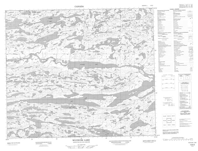 Wuchusk Lake Topographic Paper Map 013K05 at 1:50,000 scale