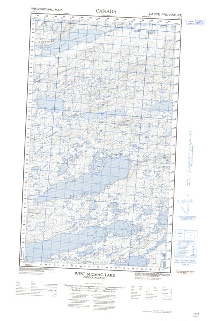 West Micmac Lake Topographic Paper Map 013K09E at 1:50,000 scale