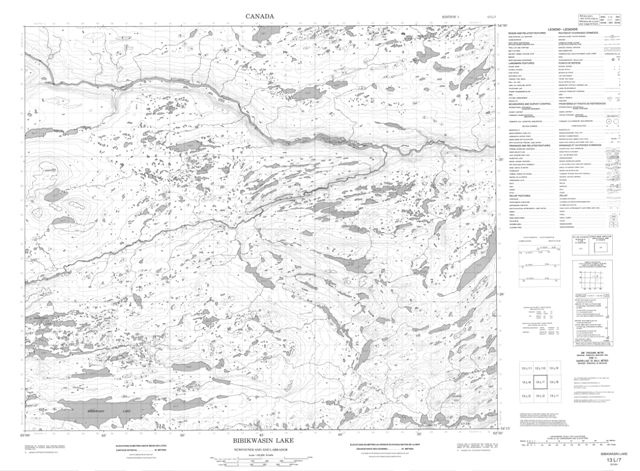 Bibikwasin Lake Topographic Paper Map 013L07 at 1:50,000 scale