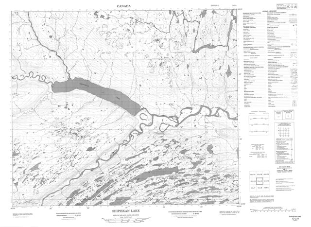 Shipiskan Lake Topographic Paper Map 013L09 at 1:50,000 scale