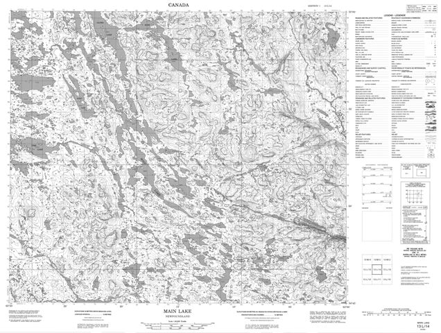 Main Lake Topographic Paper Map 013L14 at 1:50,000 scale