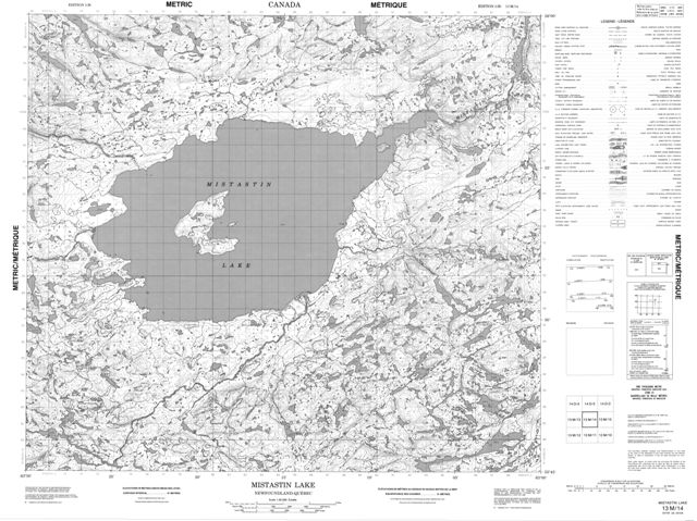 Mistastin Lake Topographic Paper Map 013M14 at 1:50,000 scale