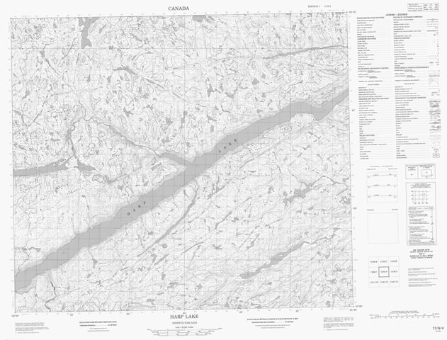 Harp Lake Topographic Paper Map 013N04 at 1:50,000 scale