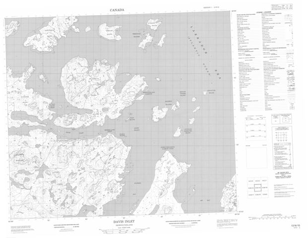 Davis Inlet Topographic Paper Map 013N15 at 1:50,000 scale