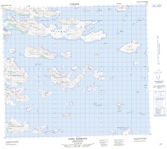 Ford Harbour Topographic Paper Map 014C06 at 1:50,000 scale
