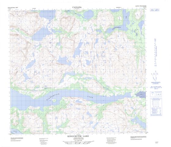 Kingurutik Lake Topographic Paper Map 014D16 at 1:50,000 scale