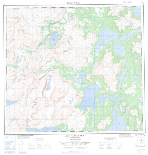 Alliger Lake Topographic Paper Map 014E01 at 1:50,000 scale
