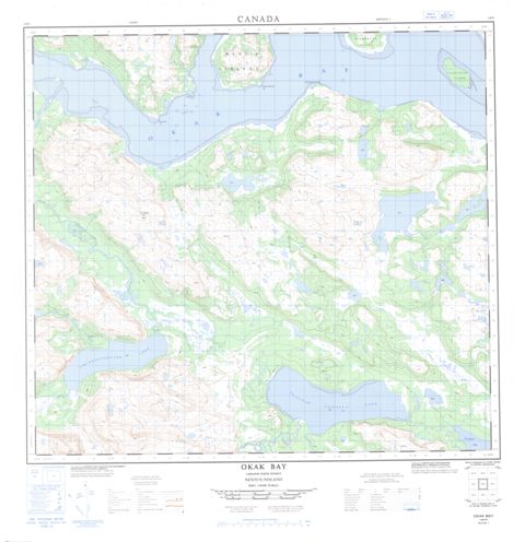 Okak Bay Topographic Paper Map 014E08 at 1:50,000 scale